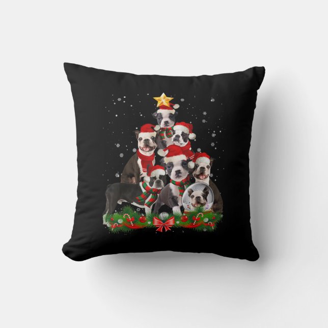 Funny Boston Terrier Dog Kerstmis Gift Kussen (Voorkant)