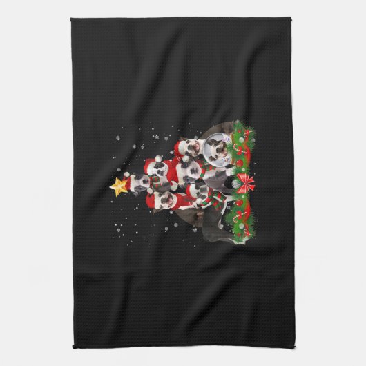 Funny Boston Terrier Dog Kerstmis Gift Theedoek (Verticaal)