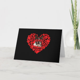 Funny Boston Terrier Dog Paw Heart Valentine Dag Feestdagen Kaart