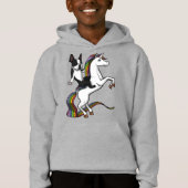 Funny Boston Terrier Dog Riding Unicorn (Voorkant)
