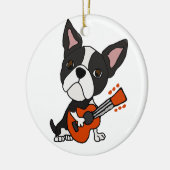 Funny Boston Terrier Dog speelt gitarkunst Keramisch Ornament (Links)