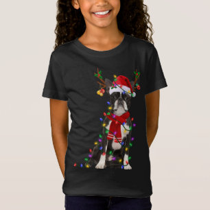 Funny Boston Terrier Dog Tree kerstlampjes Xma T-shirt