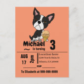 Funny Boston Terrier en Ice Cream Birthday Party Uitnodiging Briefkaart (Voorkant)