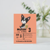 Funny Boston Terrier en Ice Cream Birthday Party Uitnodiging Briefkaart (Staand voorkant)