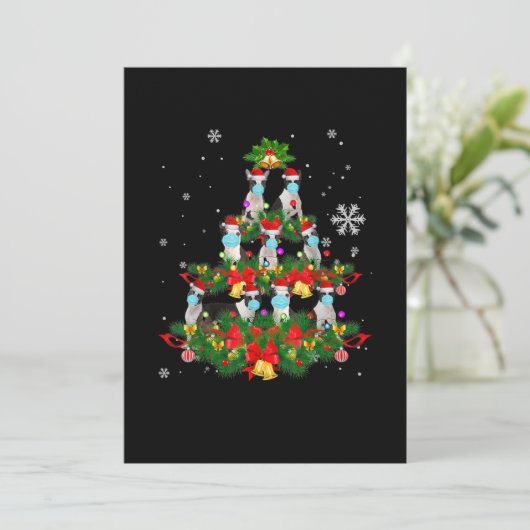 Funny Boston Terrier-kerstboom Dog Mask Xmas Aankondiging (Staand voorkant)