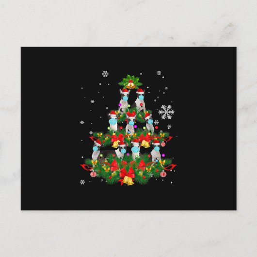 Funny Boston Terrier-kerstboom Dog Mask Xmas Aankondigingskaart (Voorkant)