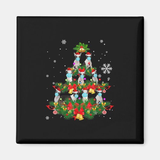 Funny Boston Terrier-kerstboom Dog Mask Xmas Magneet (Voorkant)