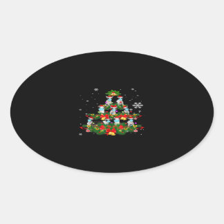 Funny Boston Terrier-kerstboom Dog Mask Xmas Ovale Sticker