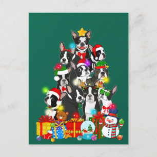 Funny Boston Terrier-kerstboom Lights Puppy Briefkaart