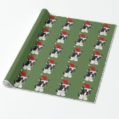 Funny Boston Terrier-kerstkunst Cadeaupapier (Uitgerold)
