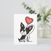Funny Boston Terrier Love Cartoon Briefkaart (Staand voorkant)