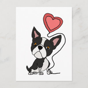 Funny Boston Terrier Love Cartoon Briefkaart