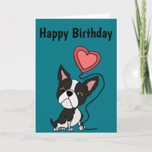 Funny Boston Terrier Love Cartoon Kaart