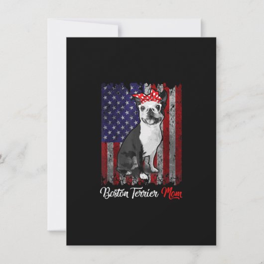 Funny Boston Terrier Moeder Amerikaanse vlag T-shi Bedankkaart (Voorkant)