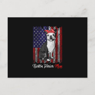 Funny Boston Terrier Moeder Amerikaanse vlag T-shi Briefkaart