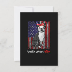 Funny Boston Terrier Moeder Amerikaanse vlag T-shi RSVP Kaartje