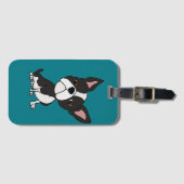 Funny Boston Terrier Puppy Dog Cartoon Bagagelabel (Voorkant (horizontaal))