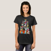 Funny Boston Terrier Santa Tree Lights Puppy D T-shirt (Voorkant volledig)