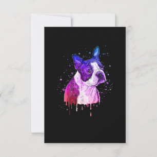 Funny Boston Terrier Waterverf Hondenliefhebber Gi RSVP Kaartje