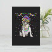 Funny Boston Terrier Wearing Carnival Mask Mardi Aankondiging (Staand voorkant)