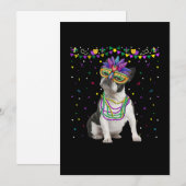 Funny Boston Terrier Wearing Carnival Mask Mardi Aankondiging (Voorkant / Achterkant)