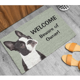 Funny Boston Terrier Welcome Cute Dog Deurmat
