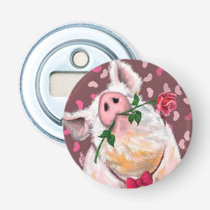 Funny Bottle Opener Gentleman Pig met Roos