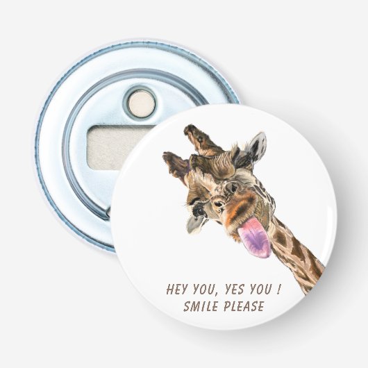 Funny Bottle Opener met Speelse Giraffe Jouw tekst (Voorkant)