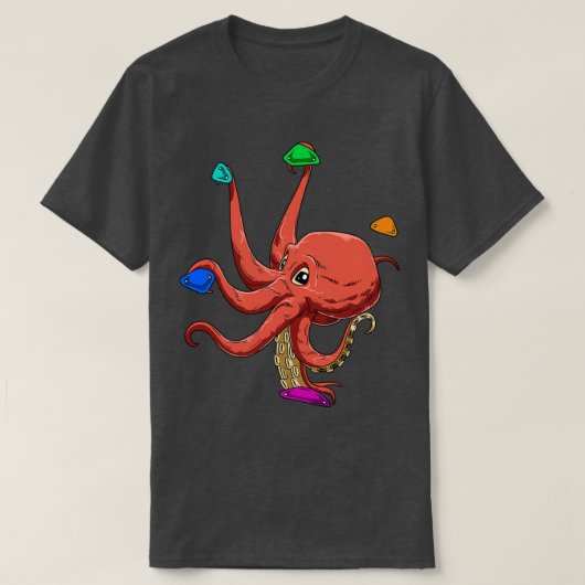Funny Bouldering and Rock climate Octopus T-shirt (Design voorkant)
