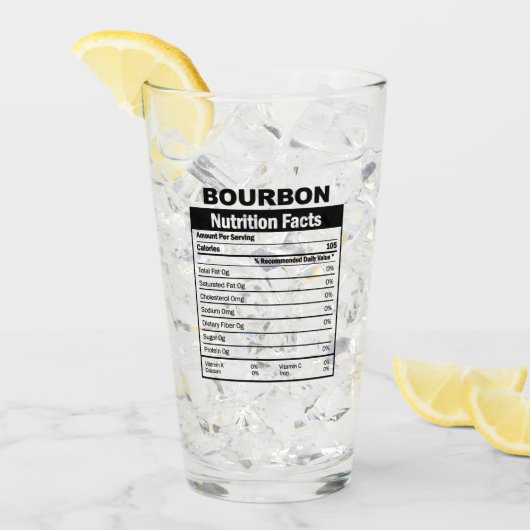 Funny Bourbon Nutrition Facts Glass Glas (Voorkant ijs)