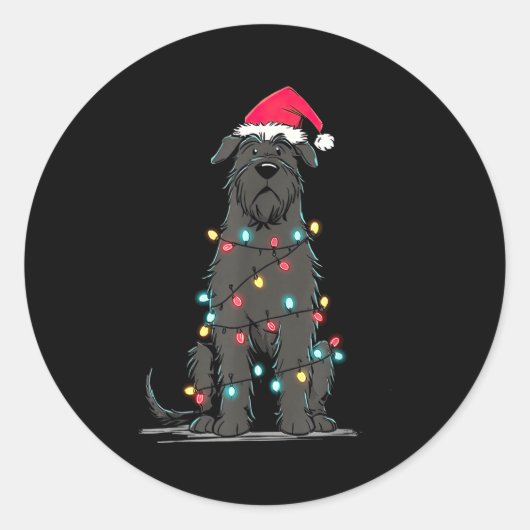 Funny Bouvier Des Flandres Christmas Graphics Dog  Ronde Sticker (Voorkant)