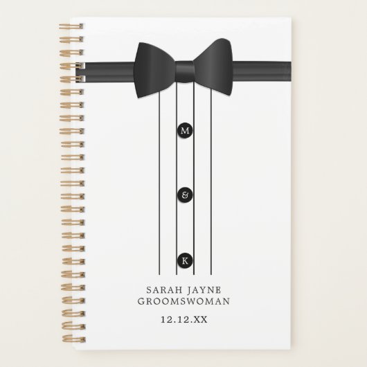Funny Bow Stropdas Zwart-wit Groomswoman Planner (Voorkant)