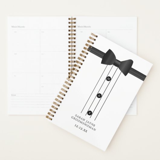 Funny Bow Stropdas Zwart-wit Groomswoman Planner (Display)