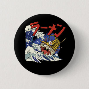 Funny Bowl van Ramen tijdens een oceaanstorm Ronde Button 5,7 Cm