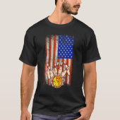 Funny Bowler  Amerikaans team van de vlag Bowling T-shirt (Voorkant)