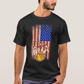Funny Bowler Amerikaans team van de vlag Bowling T-shirt