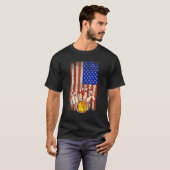 Funny Bowler  Amerikaans team van de vlag Bowling T-shirt (Voorkant volledig)