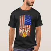 Funny Bowler  Amerikaans team van de vlag Bowling T-shirt (Voorkant)