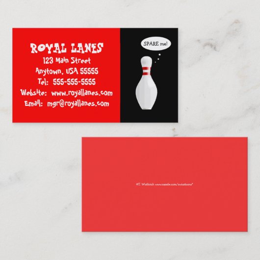 Funny Bowling Alley Visitekaartje (Voorkant / Achterkant)