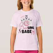 Funny BOWling BABE Girly Pink Bows Birthday Party T-shirt (Voorkant)