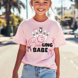 Funny BOWling BABE Girly Pink Bows Birthday Party T-shirt
