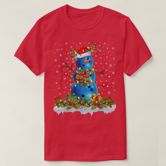 Funny Bowling Ball Snowman Xmas Lichten Bowling Ch T-shirt (Design voorkant)