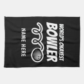 Funny bowling ball towel voor Worlds Okayest bowle Theedoek (Horizontaal)