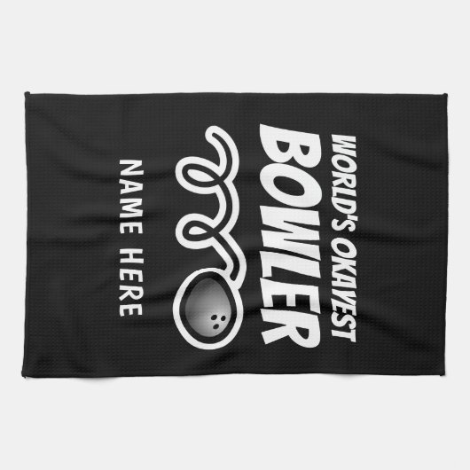 Funny bowling ball towel voor Worlds Okayest bowle Theedoek (Horizontaal)