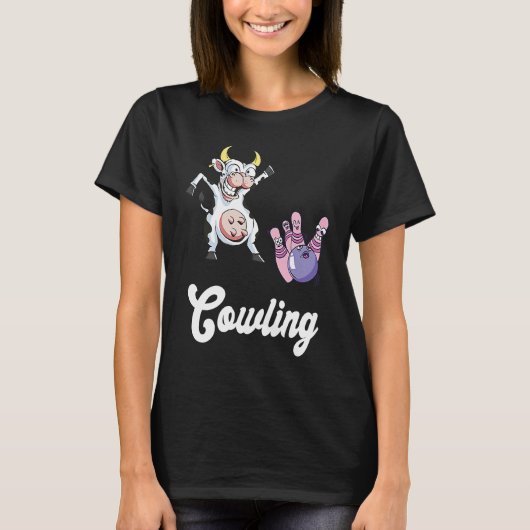 Funny Bowling Bowler Cow Strike Bowling Team Bowli T-shirt (Voorkant)