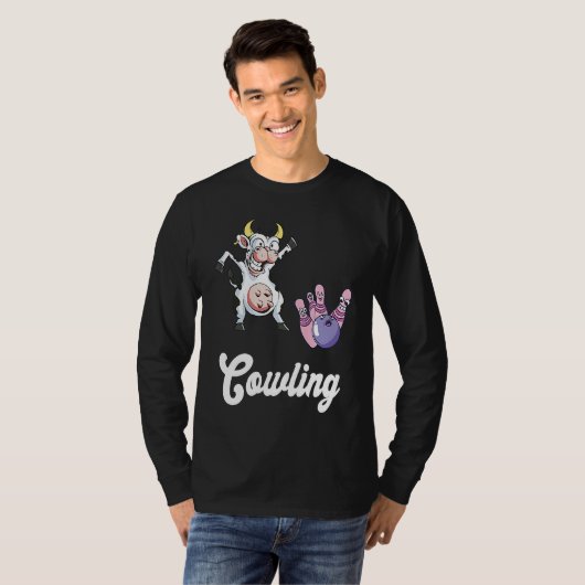 Funny Bowling Bowler Cow Strike Bowling Team Bowli T-shirt (Voorkant volledig)