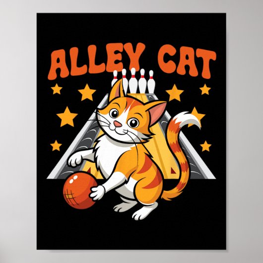 Funny Bowling Cat Pun Alley Cat  Poster (Voorkant)