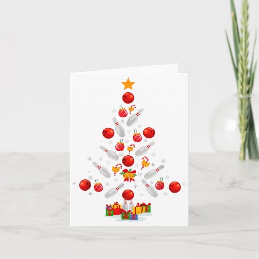 Funny Bowling Christmas Tree Lights Xmas For Men W Kaart (Voorkant)