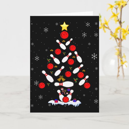 Funny Bowling Christmas Tree Lights Xmas For Men W Kaart (Gele Bloem)