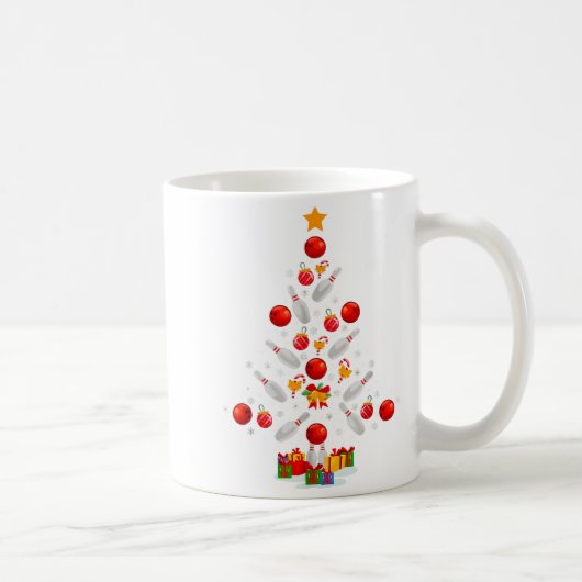 Funny Bowling Christmas Tree Lights Xmas For Men W Koffiemok (Rechts)